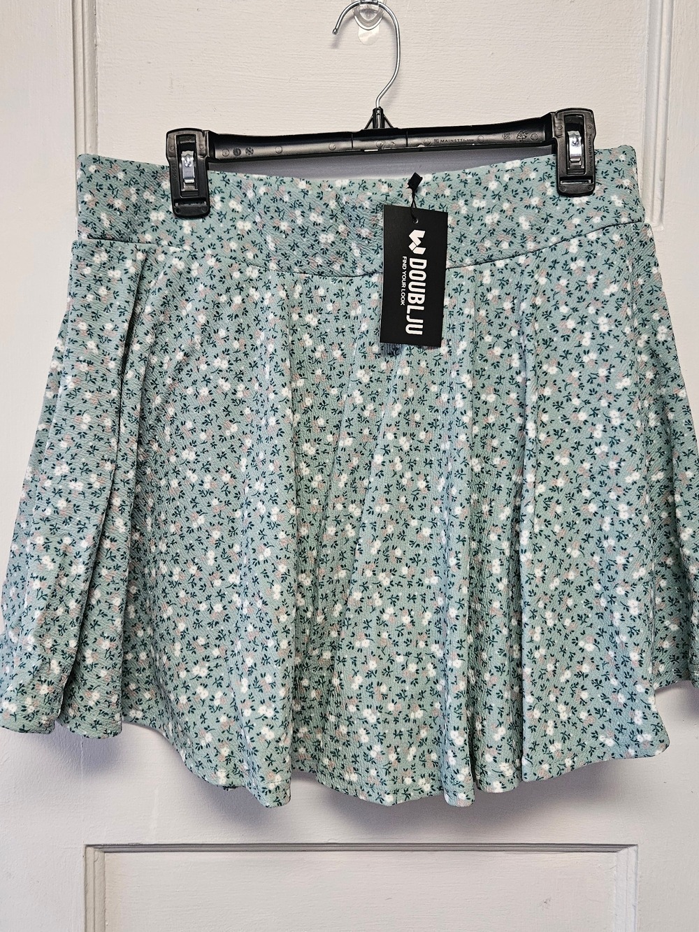 Doublju Mint Green Floral Circle Skirt 1X-3XL - Picture 4 of 4